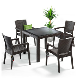 Градински комплект маса 1 бр. и 4 бр. столове Trendlux Brown 
