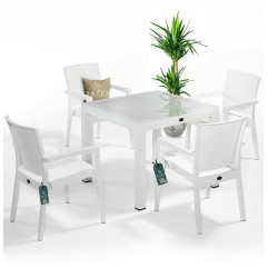 Градински комплект маса 1 бр. и 4 бр. столове Badex Trendlux White