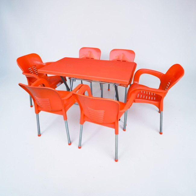 К-т маса 70-120 см. и 6 бр. столове Eiffel Orange