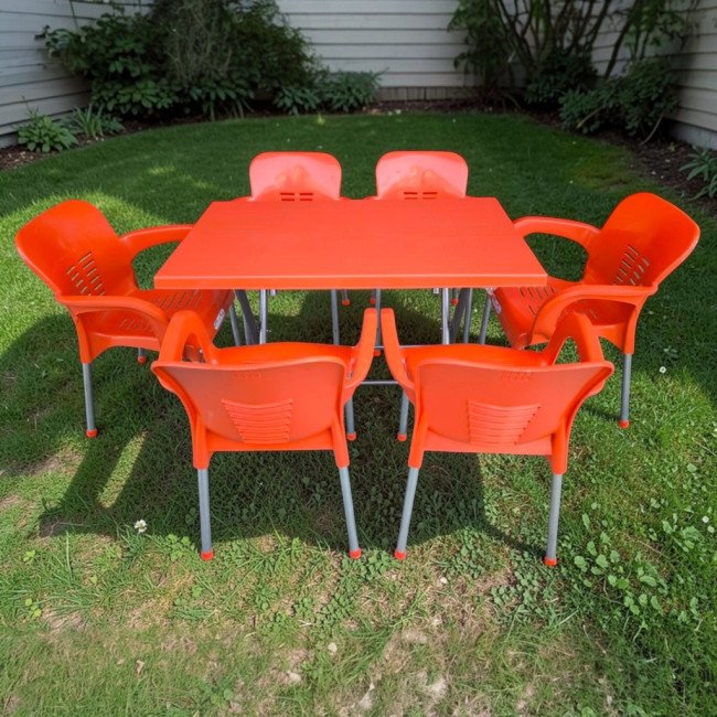 К-т маса 70-120 см. и 6 бр. столове Eiffel Orange