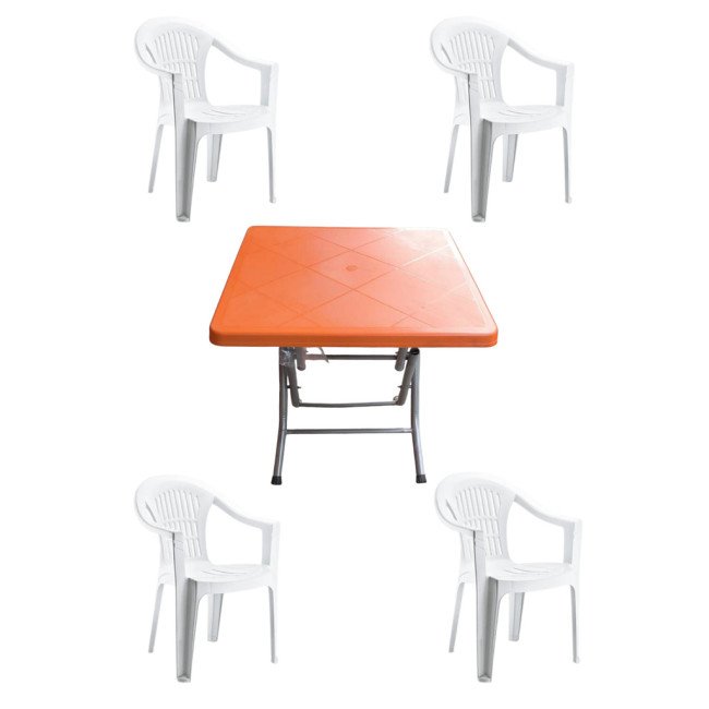 Комплект маса 1 бр. и 4 бр. столове Violet Lux Orange