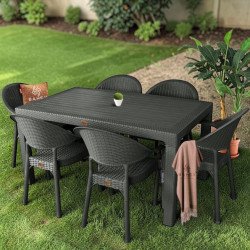 Комплект маса 90х150 см. и 6 броя столове Bambu Brown