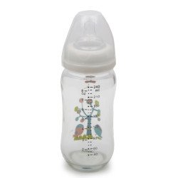 Стъклено шише за хранене с широко гърло 240 ml B0468
