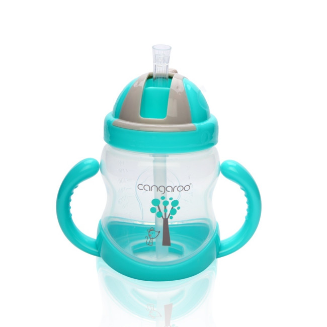 Чаша с пластмасова сламка 280ml C0582 син Чаша с пластмасова сламка 280ml C0582 син