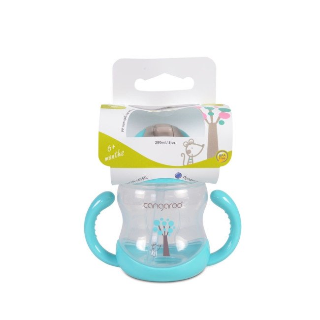 Чаша с пластмасова сламка 280ml C0582 син Чаша с пластмасова сламка 280ml C0582 син