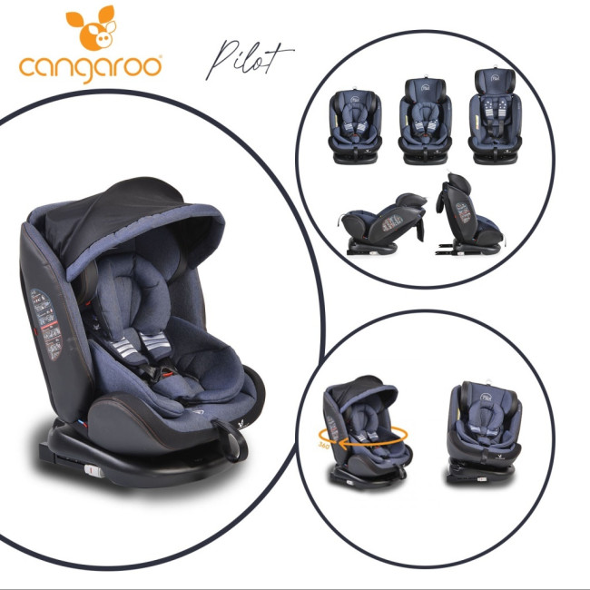 Стол за кола с Isofix система Pilot 360° деним Стол за кола с Isofix система Pilot 360° деним