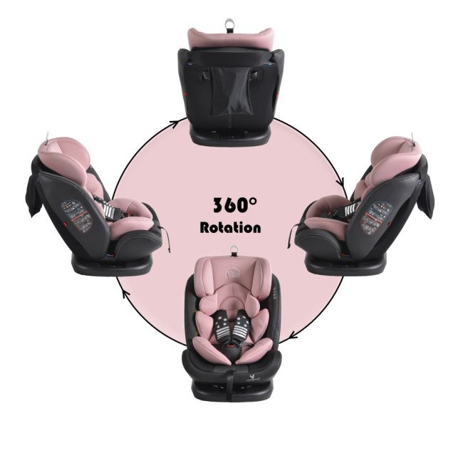 Стол за кола с Isofix система Pilot 360° розов