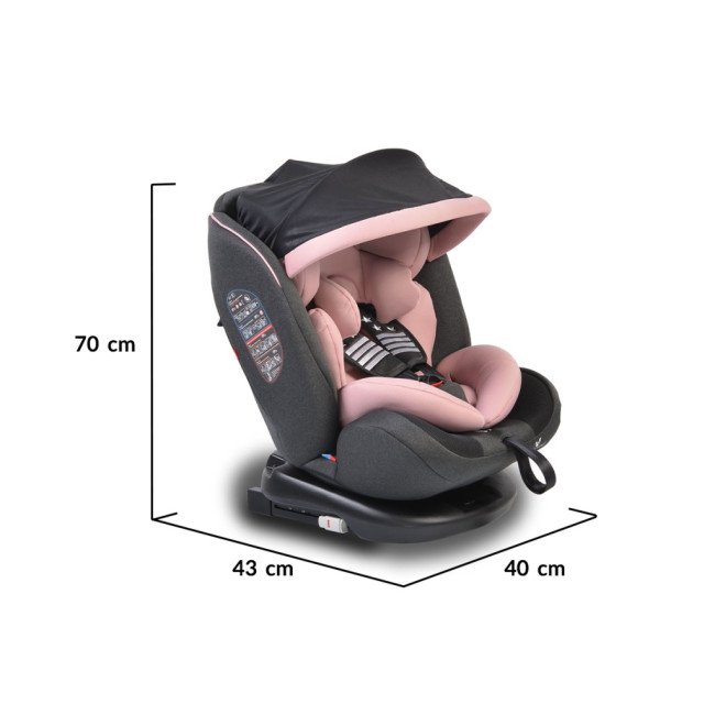 Стол за кола с Isofix система Pilot 360° розов