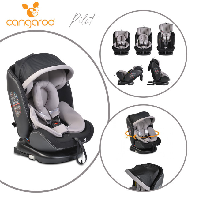 Стол за кола с Isofix система Pilot 360° сив Стол за кола с Isofix система Pilot 360° сив