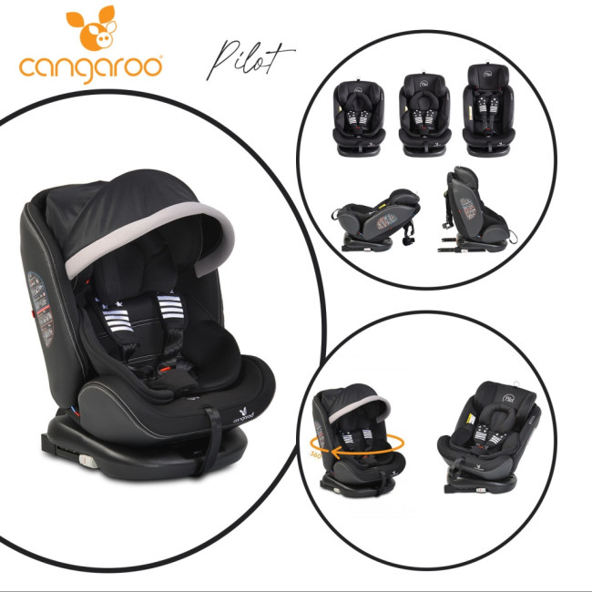 Стол за кола с Isofix система Pilot 360° черен Стол за кола с Isofix система Pilot 360° черен