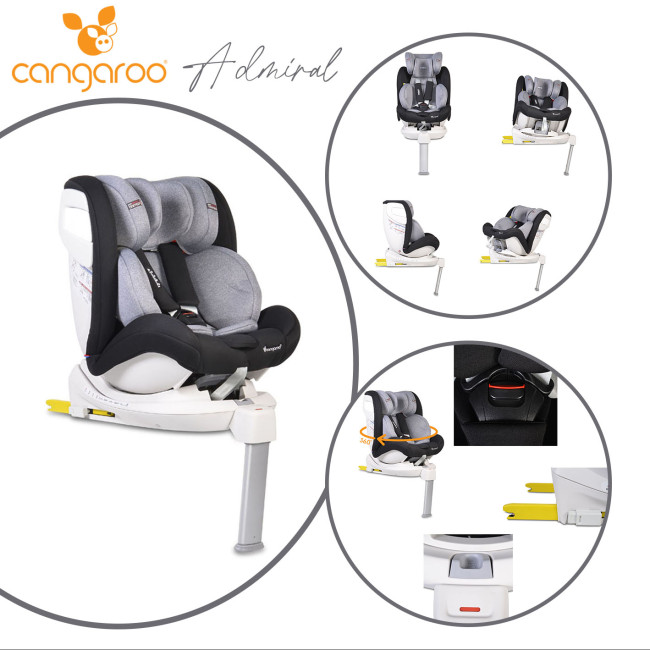 Стол за кола с Isofix система Admiral тъмносив