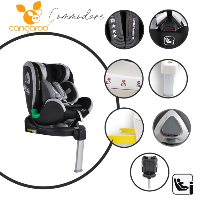Стол за кола Commodore I-Size с Isofix система 360° черен Стол за кола Commodore I-Size с Isofix система 360° черен