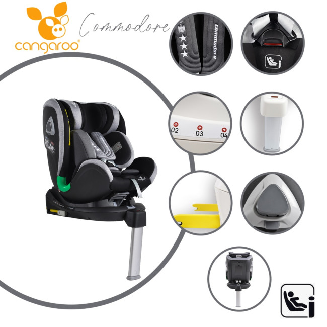 Стол за кола Commodore I-Size с Isofix система 360° тъмносив Стол за кола Commodore I-Size с Isofix система 360° тъмносив