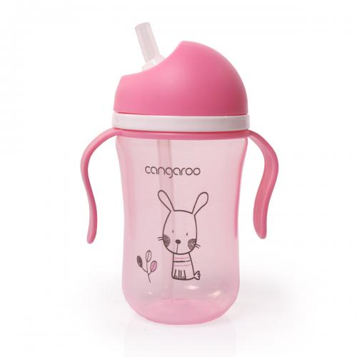 Чаша със силиконова сламка 300ML C0587 розов Чаша със силиконова сламка 300ML C0587 розов