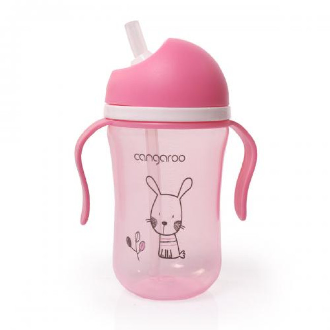 Чаша със силиконова сламка 300ML C0587 розов Чаша със силиконова сламка 300ML C0587 розов