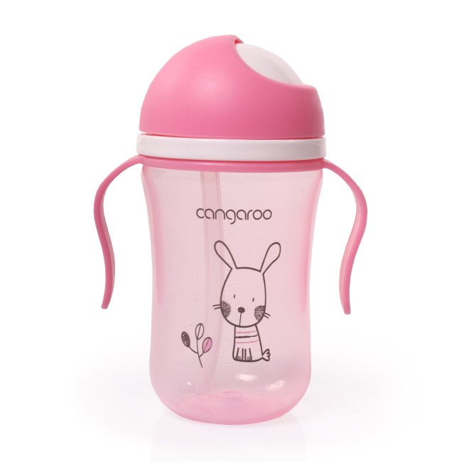 Чаша със силиконова сламка 300ML C0587 розов Чаша със силиконова сламка 300ML C0587 розов