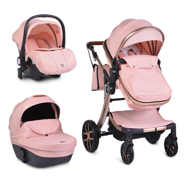 Комбинирана детска количка Polly 3в1 розов
