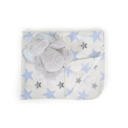 Бебешко одеяло 90/75 cm с играчка Elephant blue
