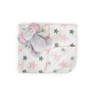 Бебешко одеяло 90/75 cm с играчка Elephant pink
