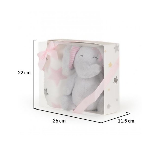 Бебешко одеяло 90/75 cm с играчка Elephant pink