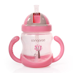 Чаша с пластмасова сламка 280ml C0582 розов Чаша с пластмасова сламка 280ml C0582 розов