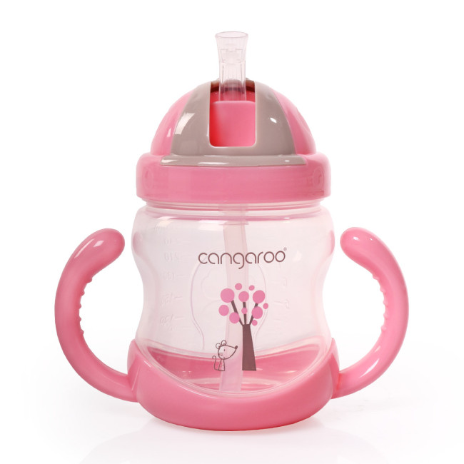 Чаша с пластмасова сламка 280ml C0582 розов Чаша с пластмасова сламка 280ml C0582 розов
