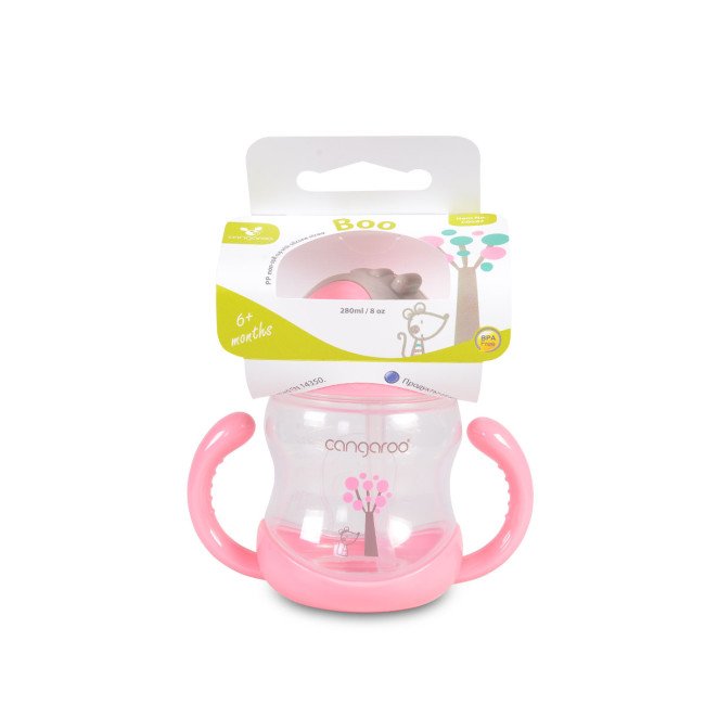Чаша с пластмасова сламка 280ml C0582 розов Чаша с пластмасова сламка 280ml C0582 розов